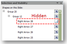 Click on the Eye icon to hide a specific object or group of objects on your slide.
