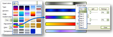 Preset gradient colors can be customized in PowerPoint 2007.