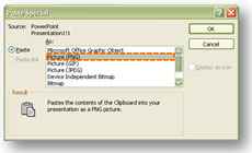 Select the "Picture (PNG)" paste option. 