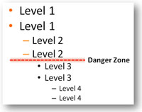 You should rarely have to go beyond two levels.